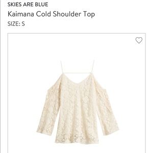 NWT Skies are Blue Kaimana Cold Shoulder Top